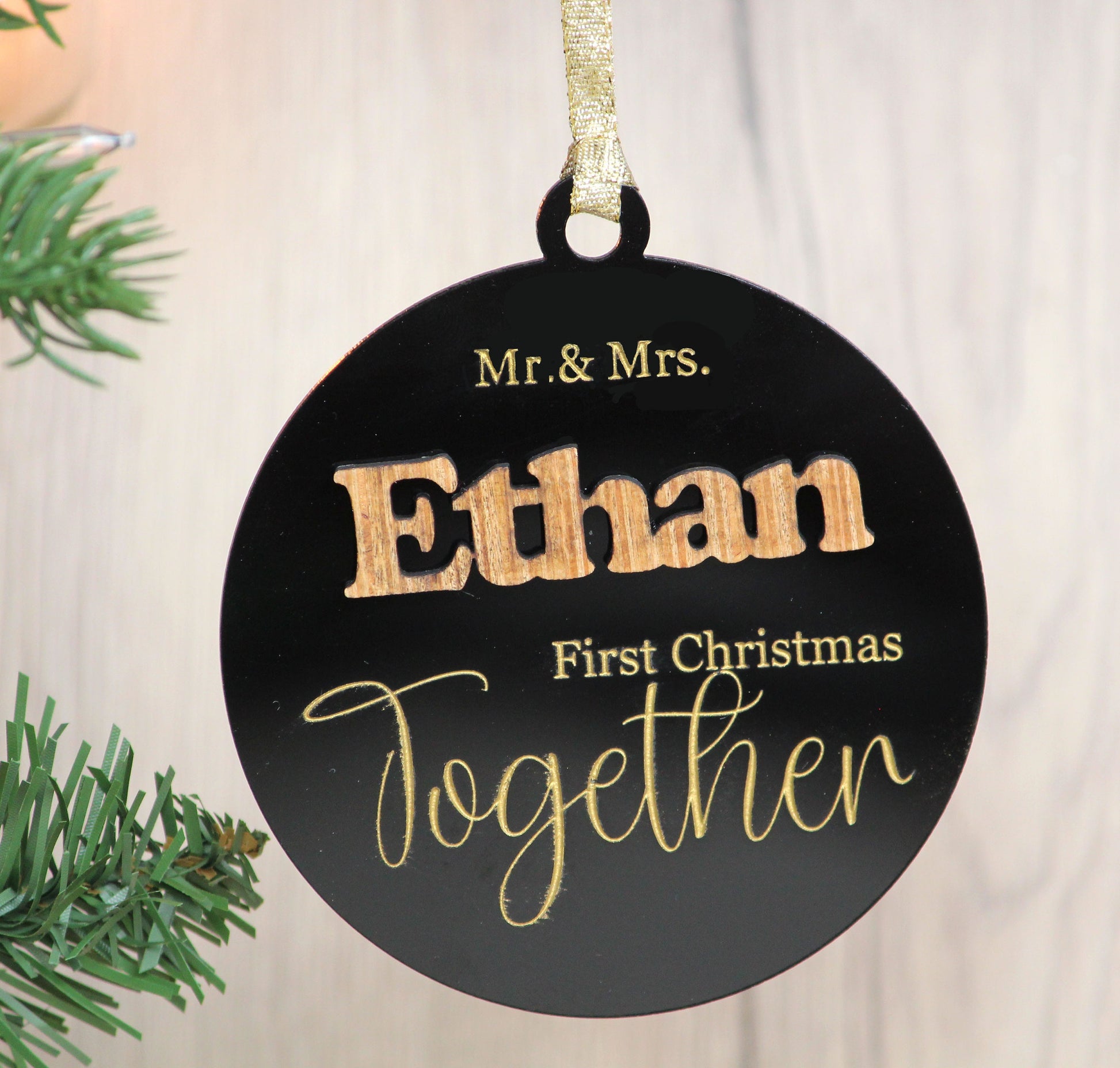 Personalized First Christmas 3D Ornament - Our First Christmas Married as Mr and Mrs Ornament