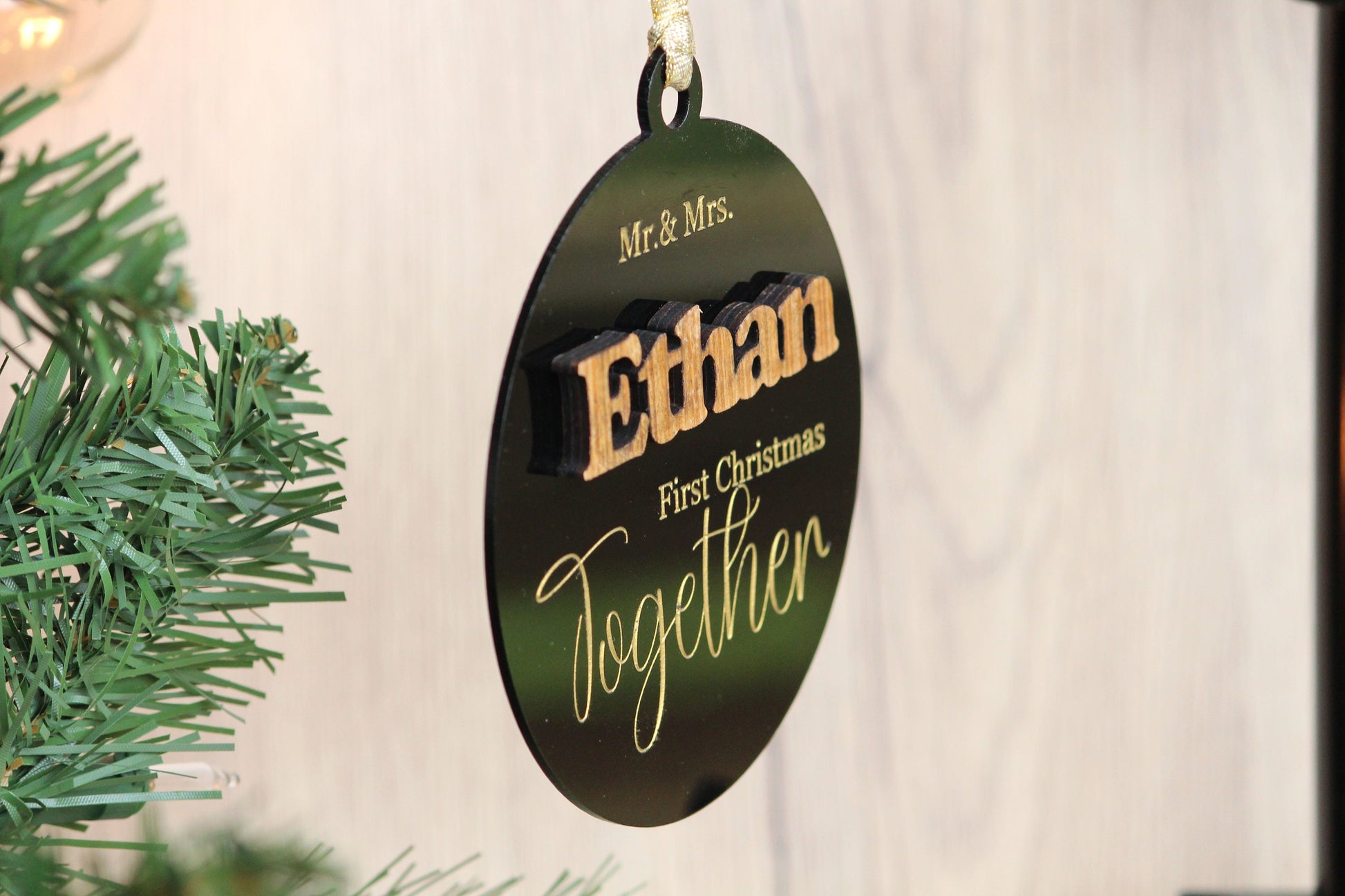 Personalized First Christmas 3D Ornament - Our First Christmas Married as Mr and Mrs Ornament