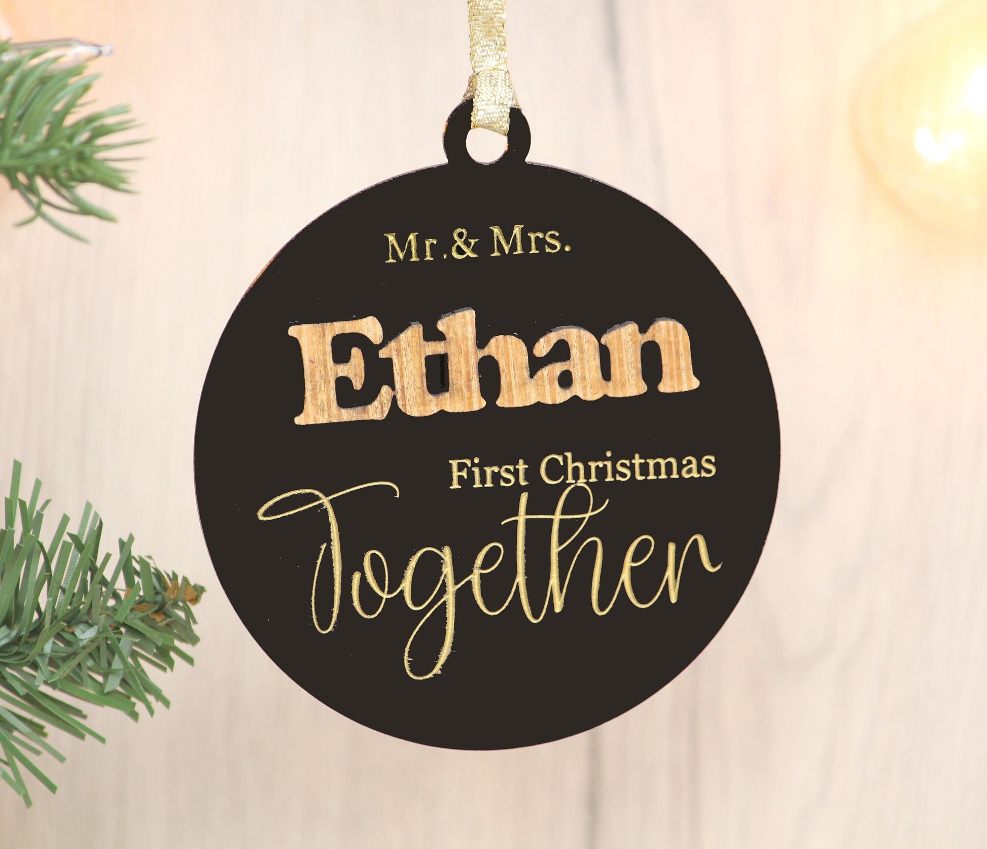Personalized First Christmas 3D Ornament - Our First Christmas Married as Mr and Mrs Ornament