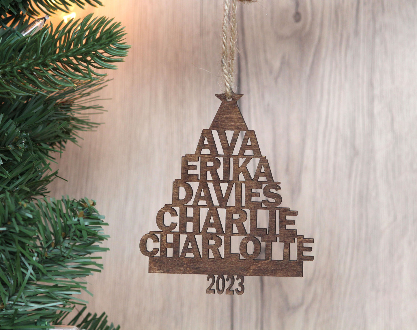 Personalized Family Ornament, Family Name Christmas Tree Ornament, Custom Wood Ornament