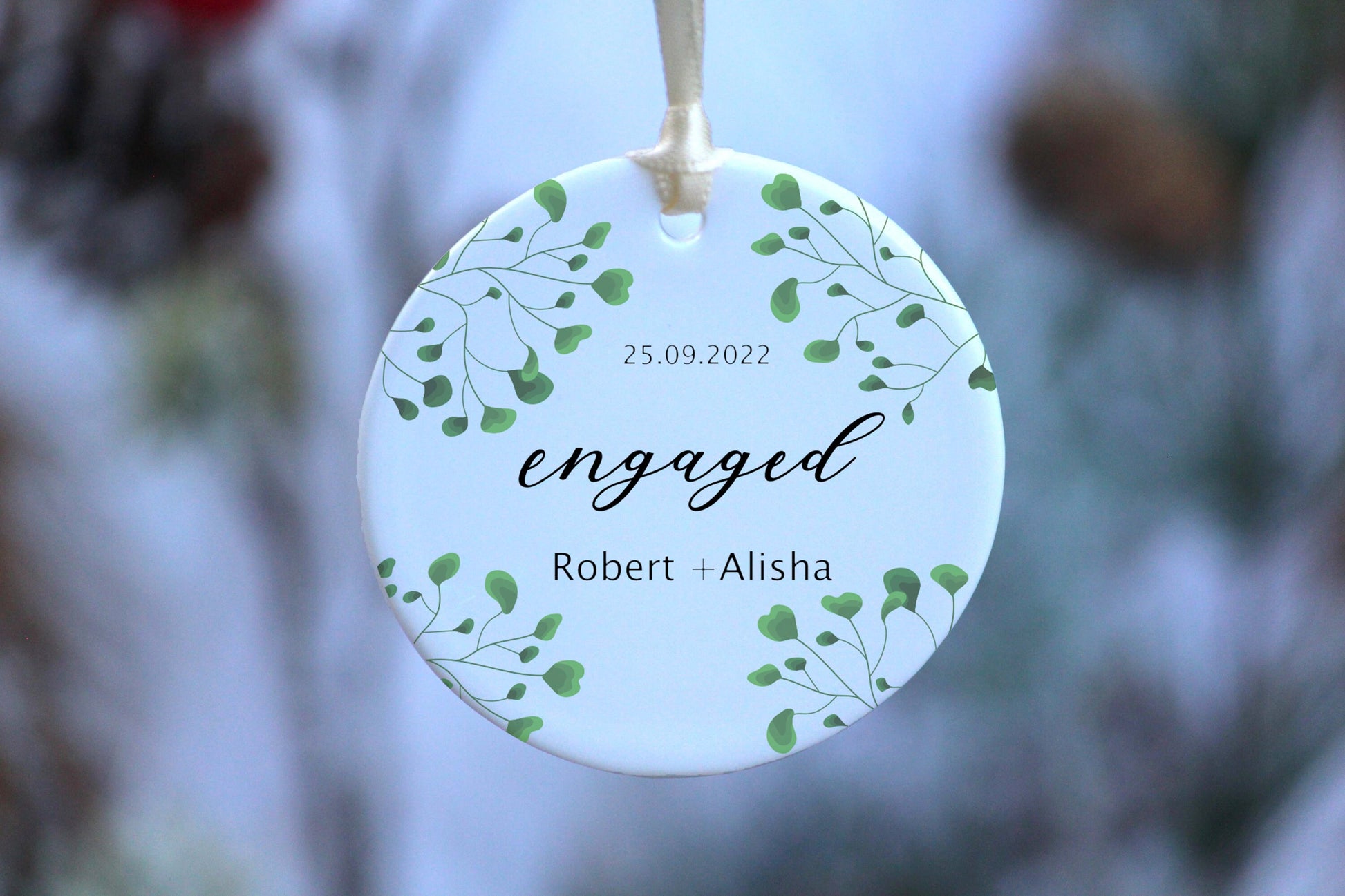 Personalized First Christmas Engaged Ornament - Newly Engaged Gift for Christmas - Our First Christmas Married as Mr and Mrs Ornament