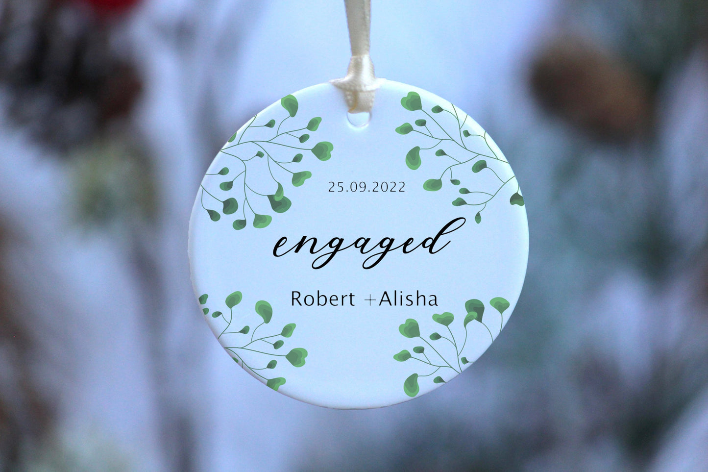 Personalized First Christmas Engaged Ornament - Newly Engaged Gift for Christmas - Our First Christmas Married as Mr and Mrs Ornament