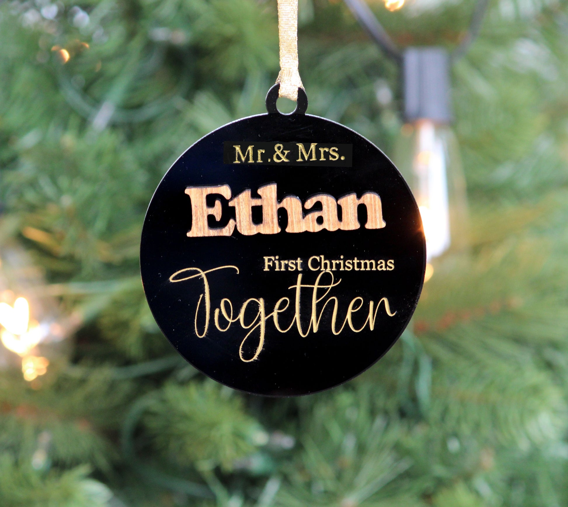 Personalized First Christmas 3D Ornament - Our First Christmas Married as Mr and Mrs Ornament