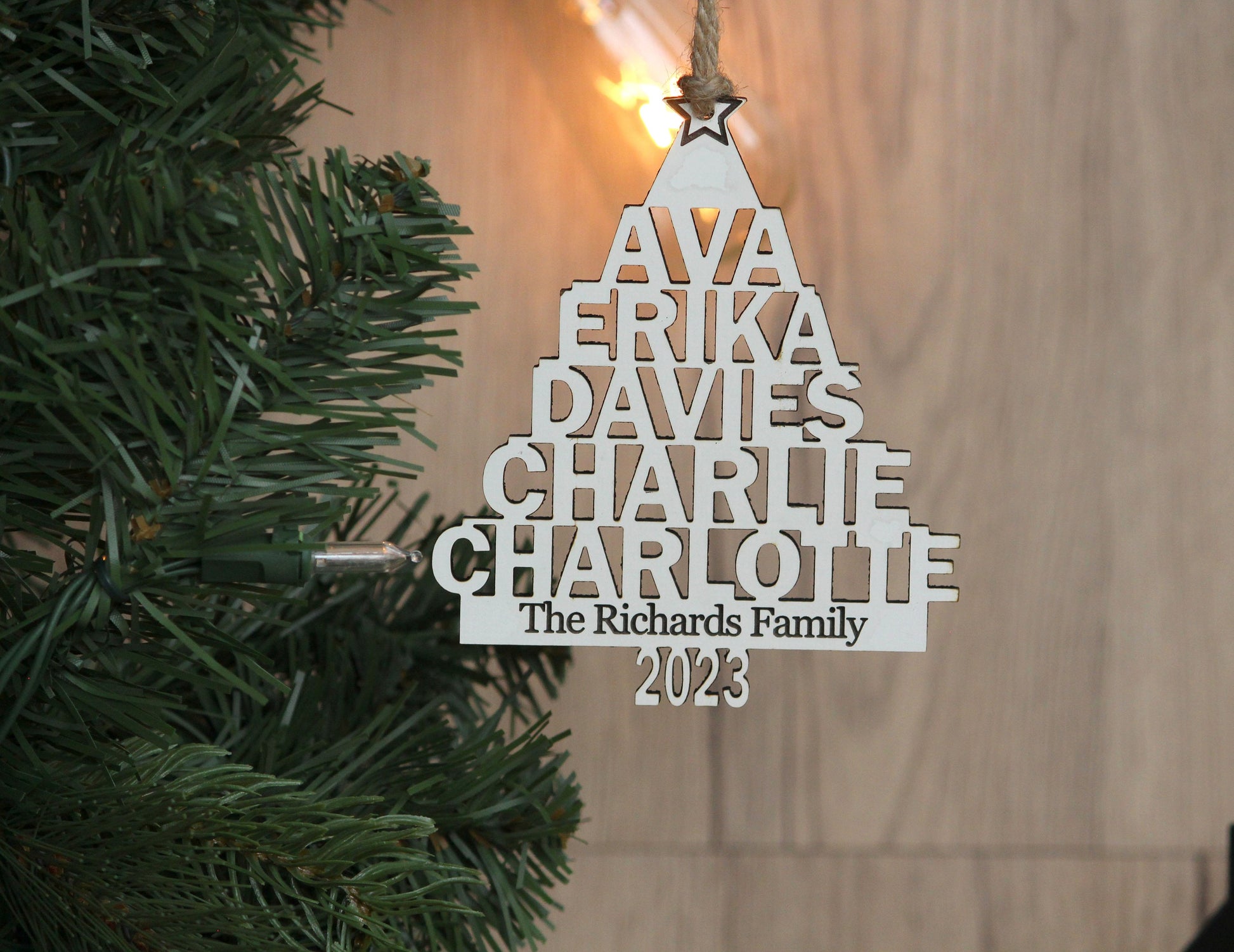 Personalized Family Ornament, Family Name Christmas Tree Ornament, Custom Wood Ornament